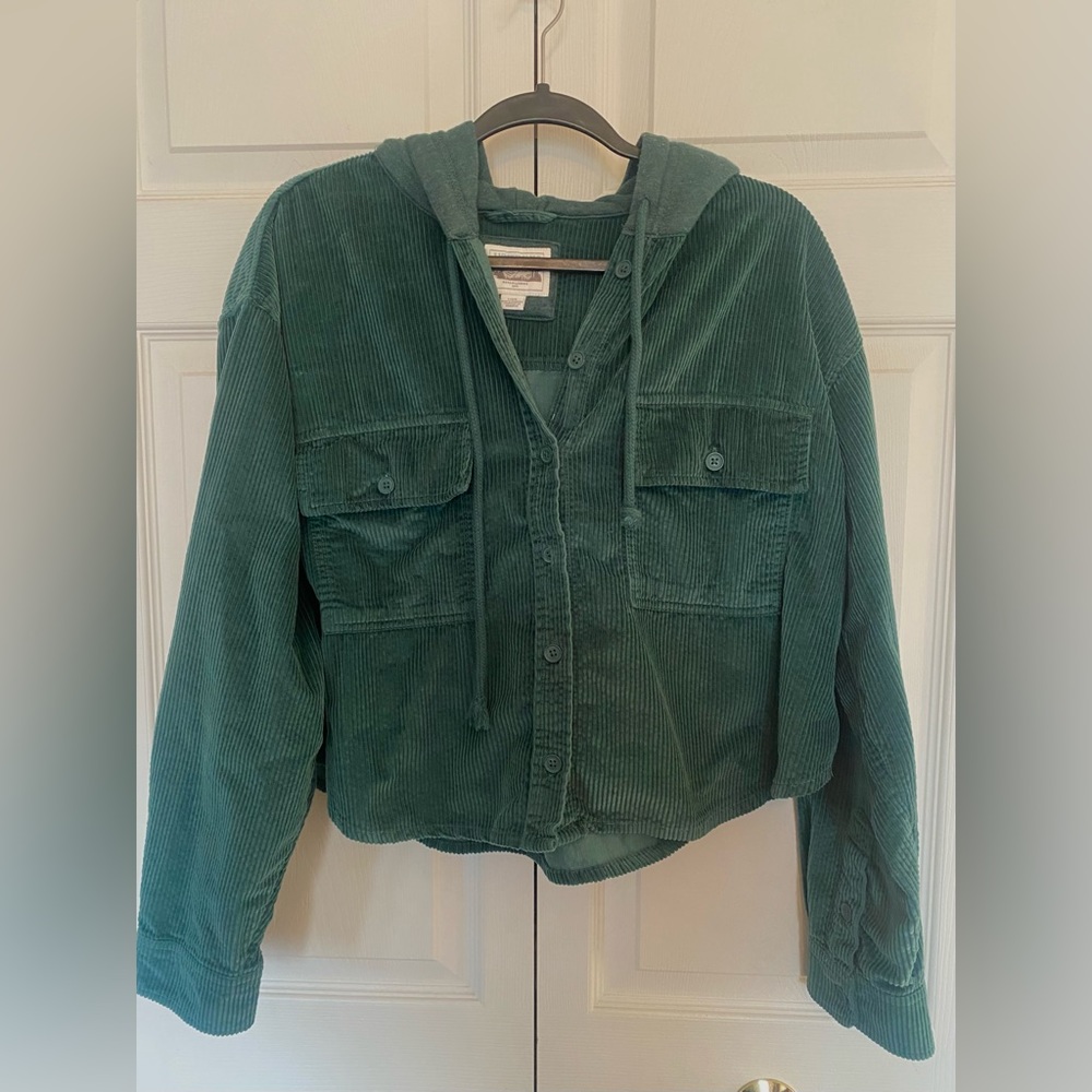 Green corduroy cropped jacket